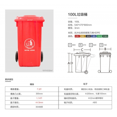 重慶100升戶外環(huán)衛(wèi)垃圾桶